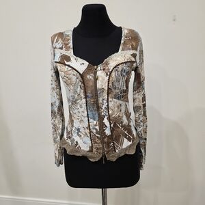 Biba Floral detail corset style top with crochet inserts Fits M